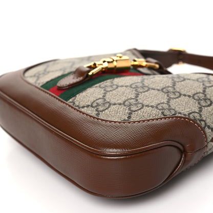 Gucci GG Supreme Monogram Azalea Calfskin Web Mini Jackie 1961 Hobo Beige Ebony Brown Sugar 9 of 9