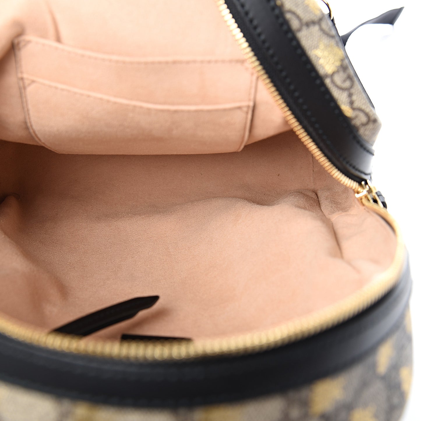 GG Supreme Monogram Bees Print Small Day Backpack Beige Oro Black