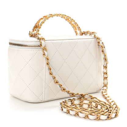 Chanel Shiny Caviar Quilted Pick Me Up Vanity Case White 3 of 12