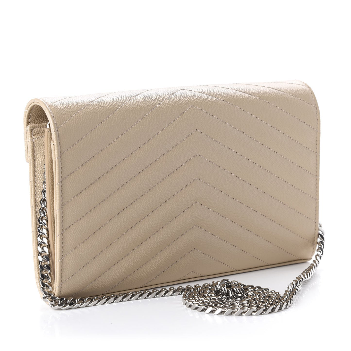 Grain De Poudre Matelasse Chevron Monogram Chain Wallet Nude Powder