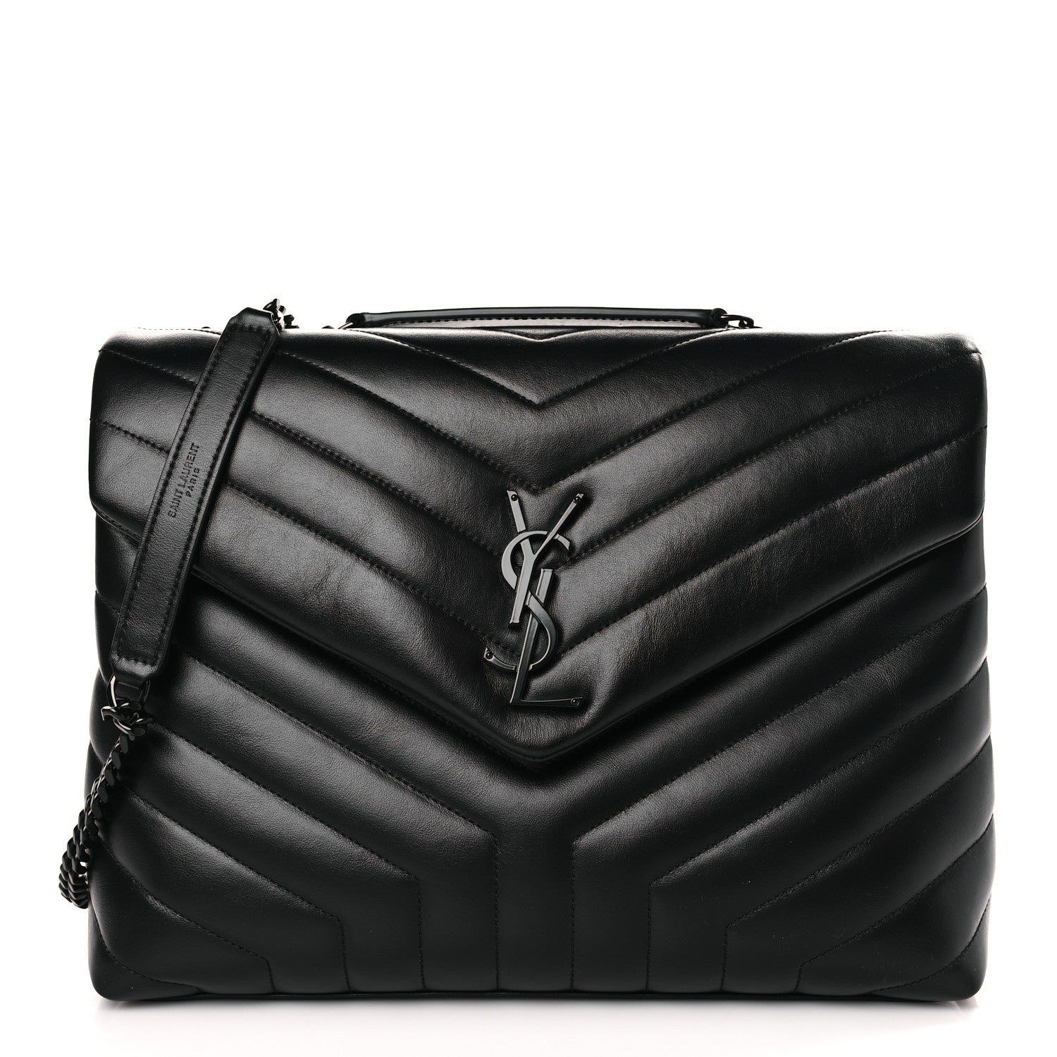 Saint Laurent Calfskin Y Quilted Monogram Monochrome Medium Loulou Chain Satchel Black 1 of 9