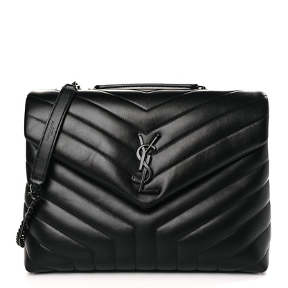 Saint Laurent Calfskin Y Quilted Monogram Monochrome Medium Loulou Chain Satchel Black 1 of 9