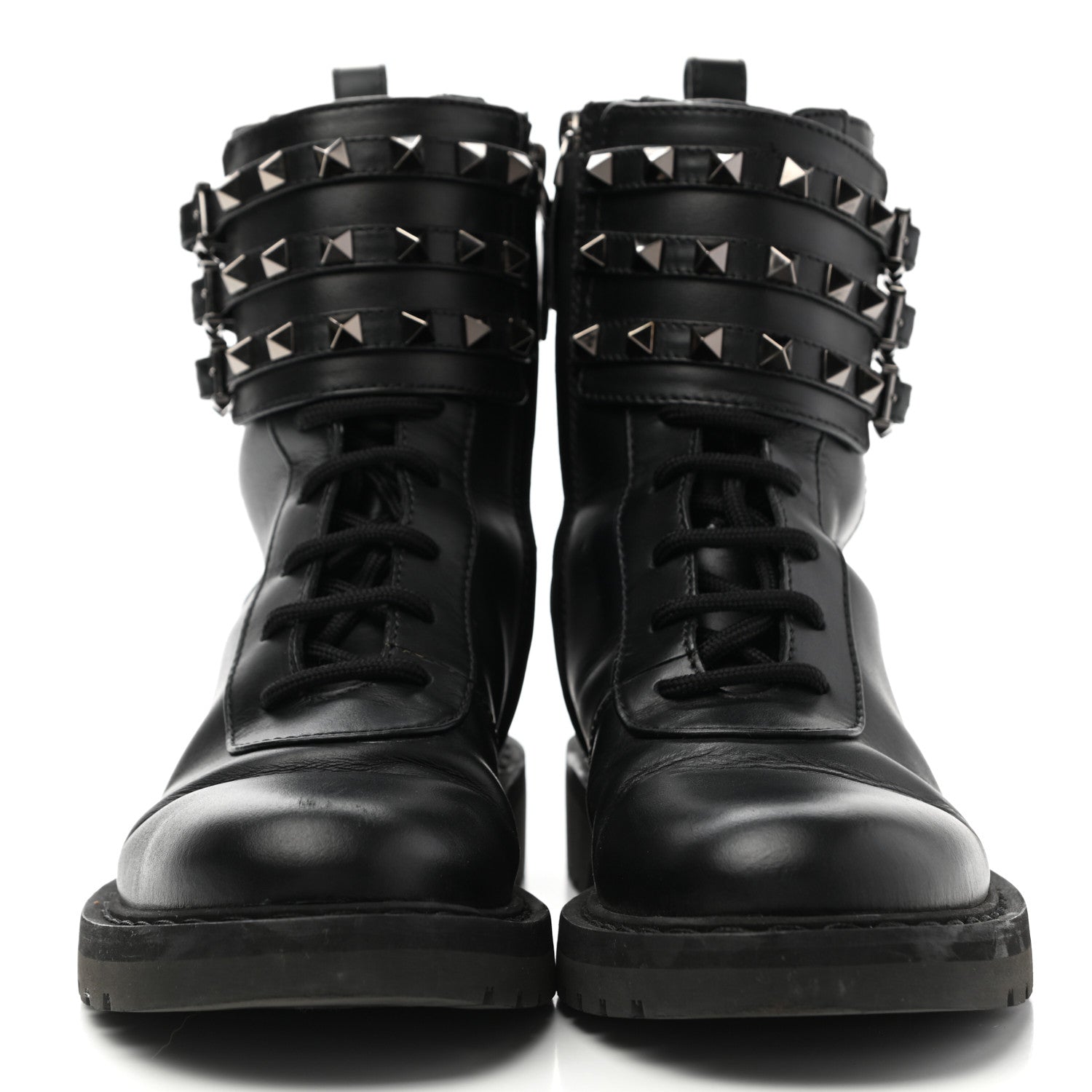 Valentino Garavani Calfskin Rockstud 20mm Combat Boots 36 Black 2 of 14