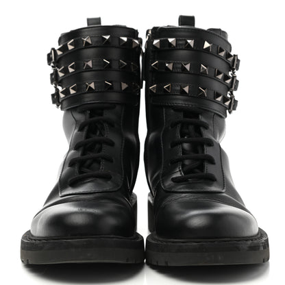 Valentino Garavani Calfskin Rockstud 20mm Combat Boots 36 Black 2 of 14