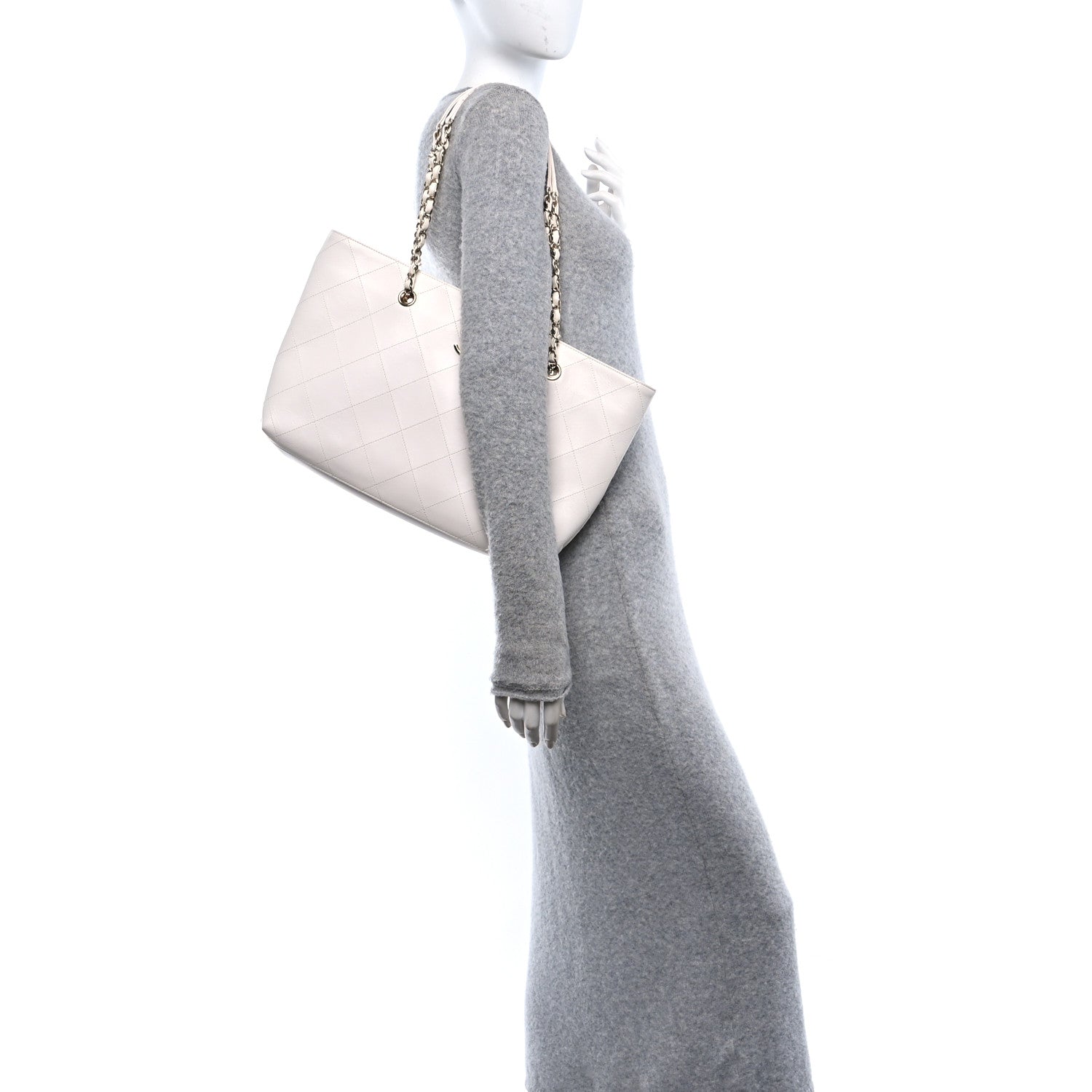 Chanel Glazed Calfskin Stitched Shopping Tote White 2 of 11
