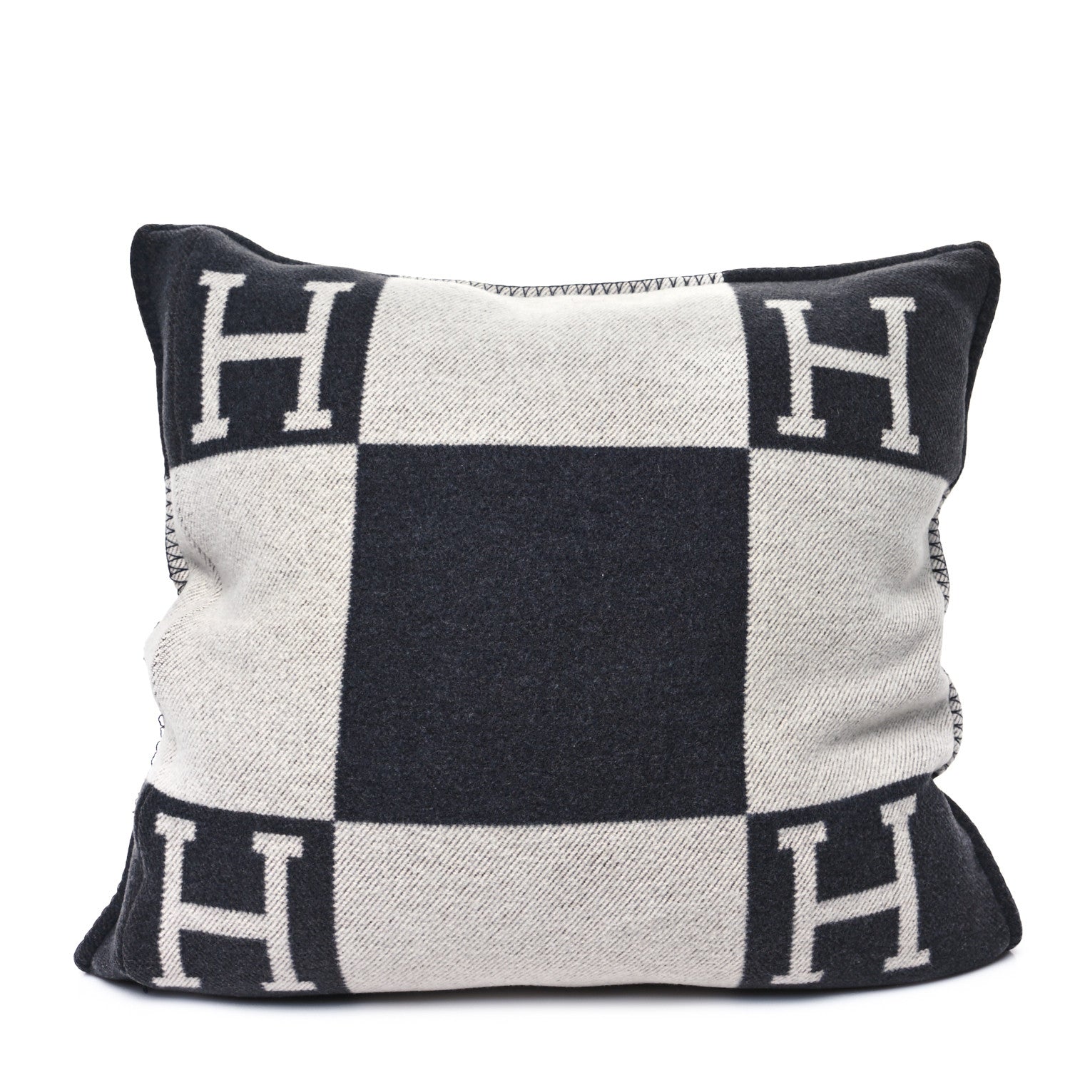 Hermes Wool Cashmere Avalon Pillow GM Ecru Gris Fonce 2 of 4