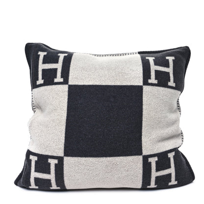Hermes Wool Cashmere Avalon Pillow GM Ecru Gris Fonce 2 of 4