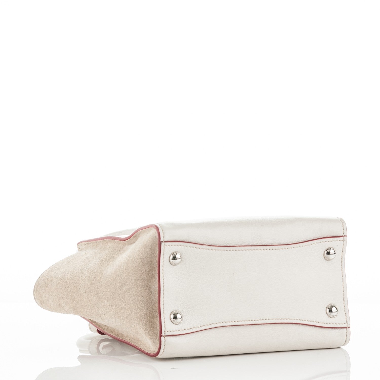 Prada Glace Calf Suede Mini Twin Pocket Tote Talco Rosso 4 of 7