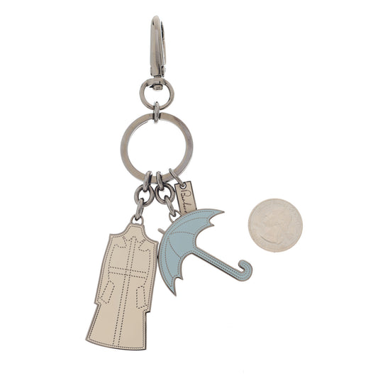 Trench Coat Umbrella Key Chain Bag Charm Gunmetal