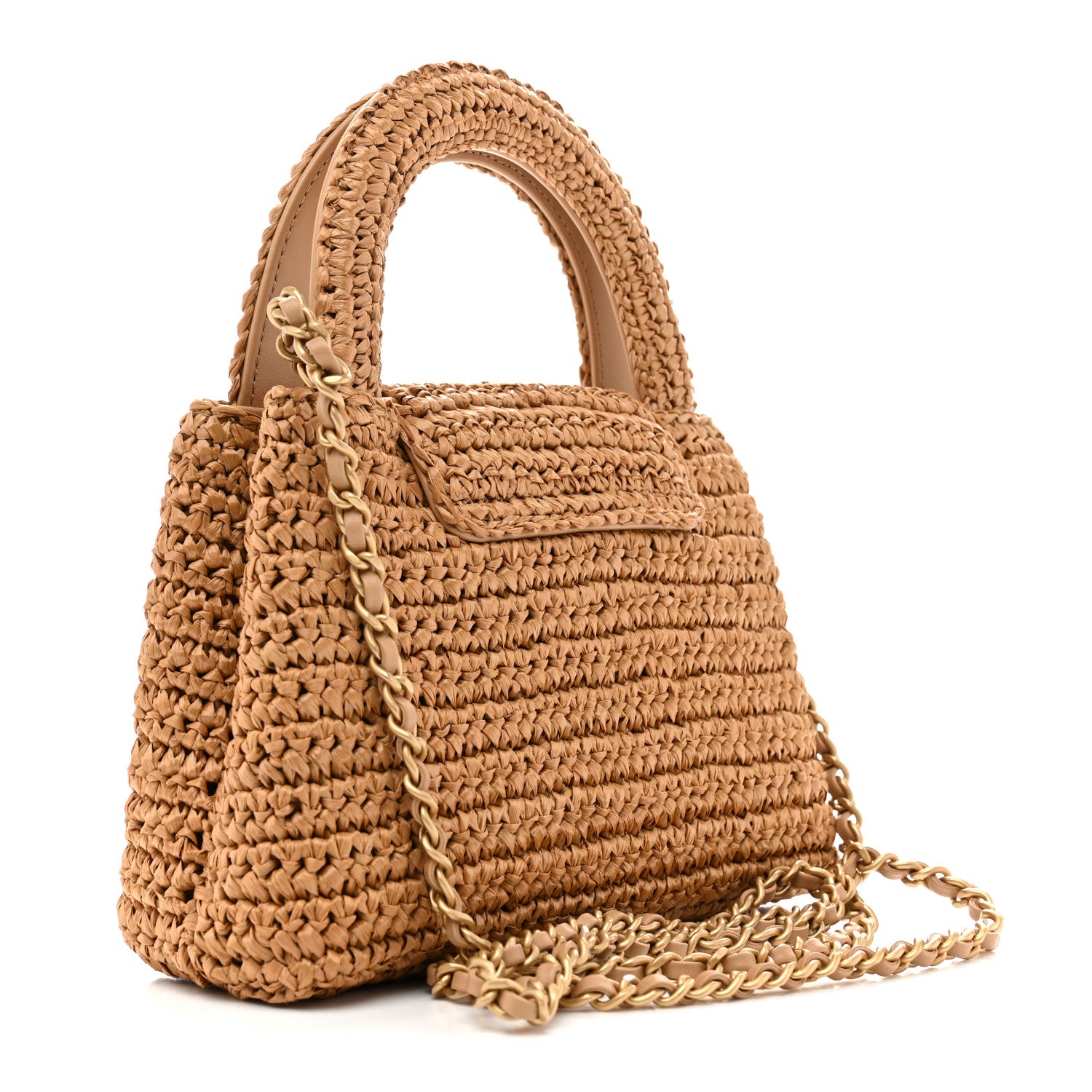 Chanel Braided Raffia Nano Kelly Flap Bag Dark Beige 1835631