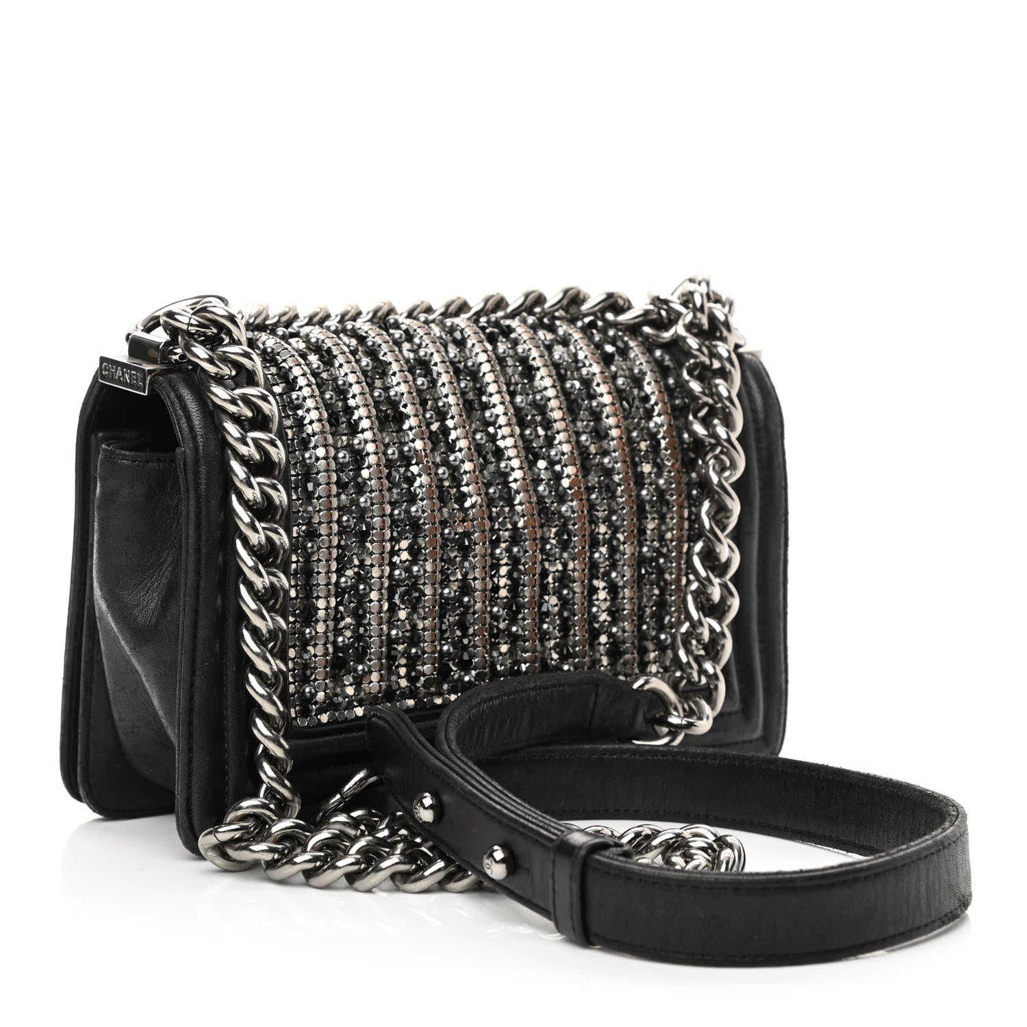 Chanel Lambskin Glass Pearl Embroidered Small Boy Flap Black 3 of 15