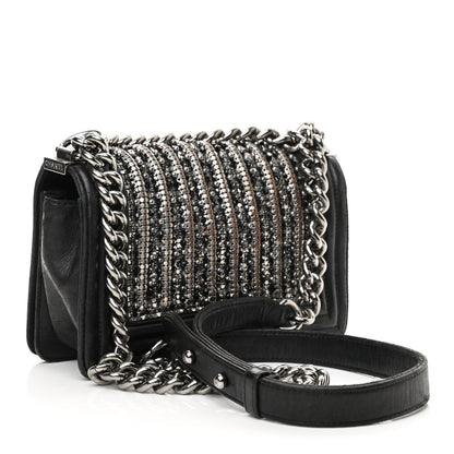 Chanel Lambskin Glass Pearl Embroidered Small Boy Flap Black 3 of 15