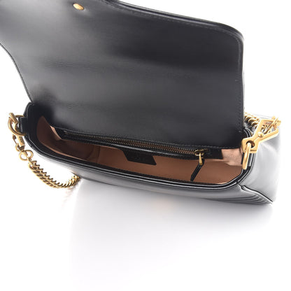 Gucci Calfskin Matelasse Small GG Marmont Top Handle Shoulder Bag Black 5 of 8