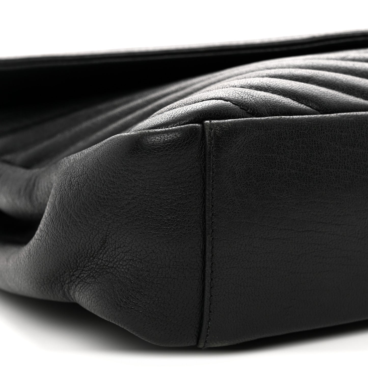 Sheepskin Matelasse Chevron Monogram Large College Satchel Black