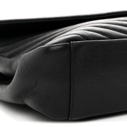 Saint Laurent Sheepskin Matelasse Chevron Monogram Large College Satchel Black 9 of 13