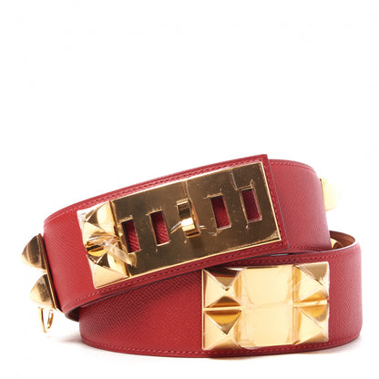 Hermes Epsom Collier De Chien CDC Belt 90 Rouge Casaque 3 of 6