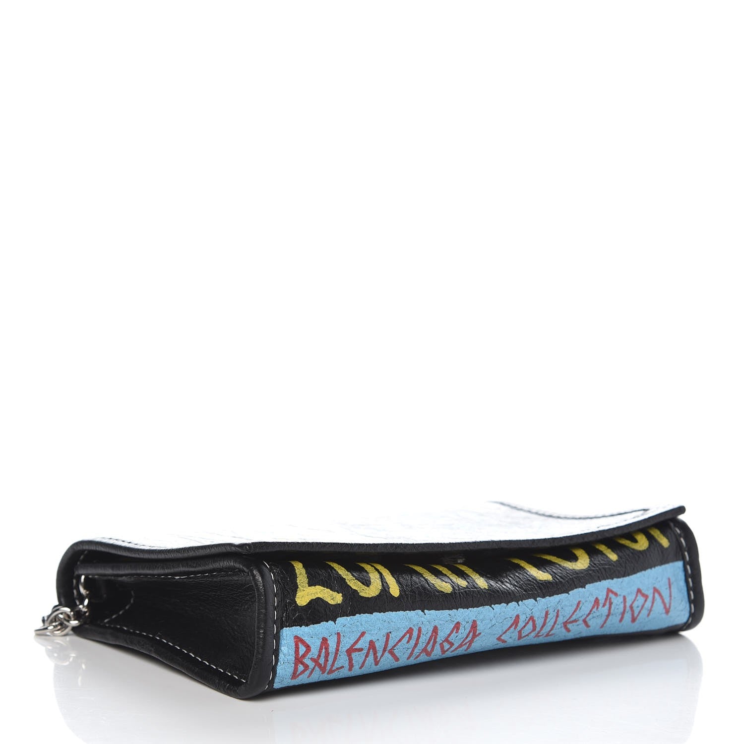 Balenciaga Agneau Arena Graffiti All Over Bazar Chain Shoulder Bag Black Multicolor 4 of 7