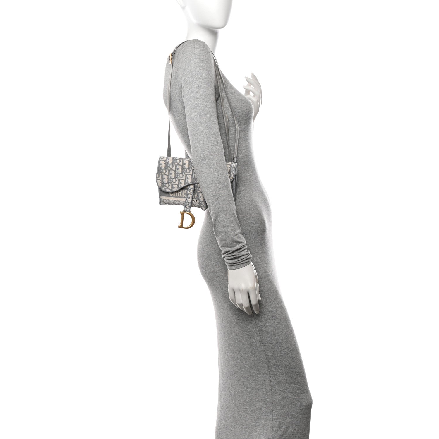 Christian Dior Oblique Slim Saddle Pouch Grey 2 of 11