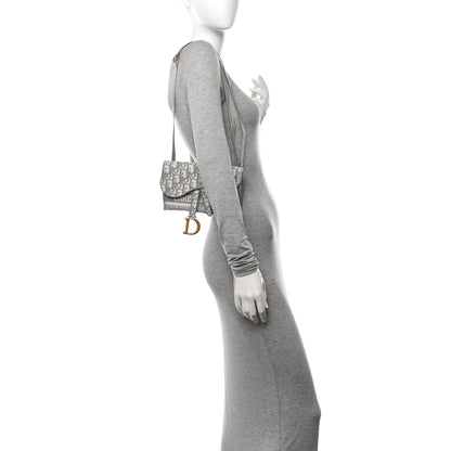Christian Dior Oblique Slim Saddle Pouch Grey 2 of 11