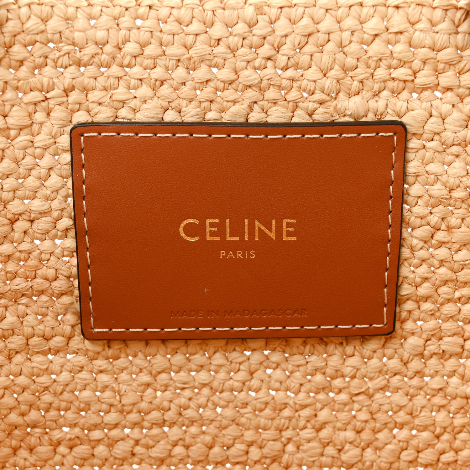 Celine Raffia Calfskin Triomphe Teen Panier Tan 7 of 12