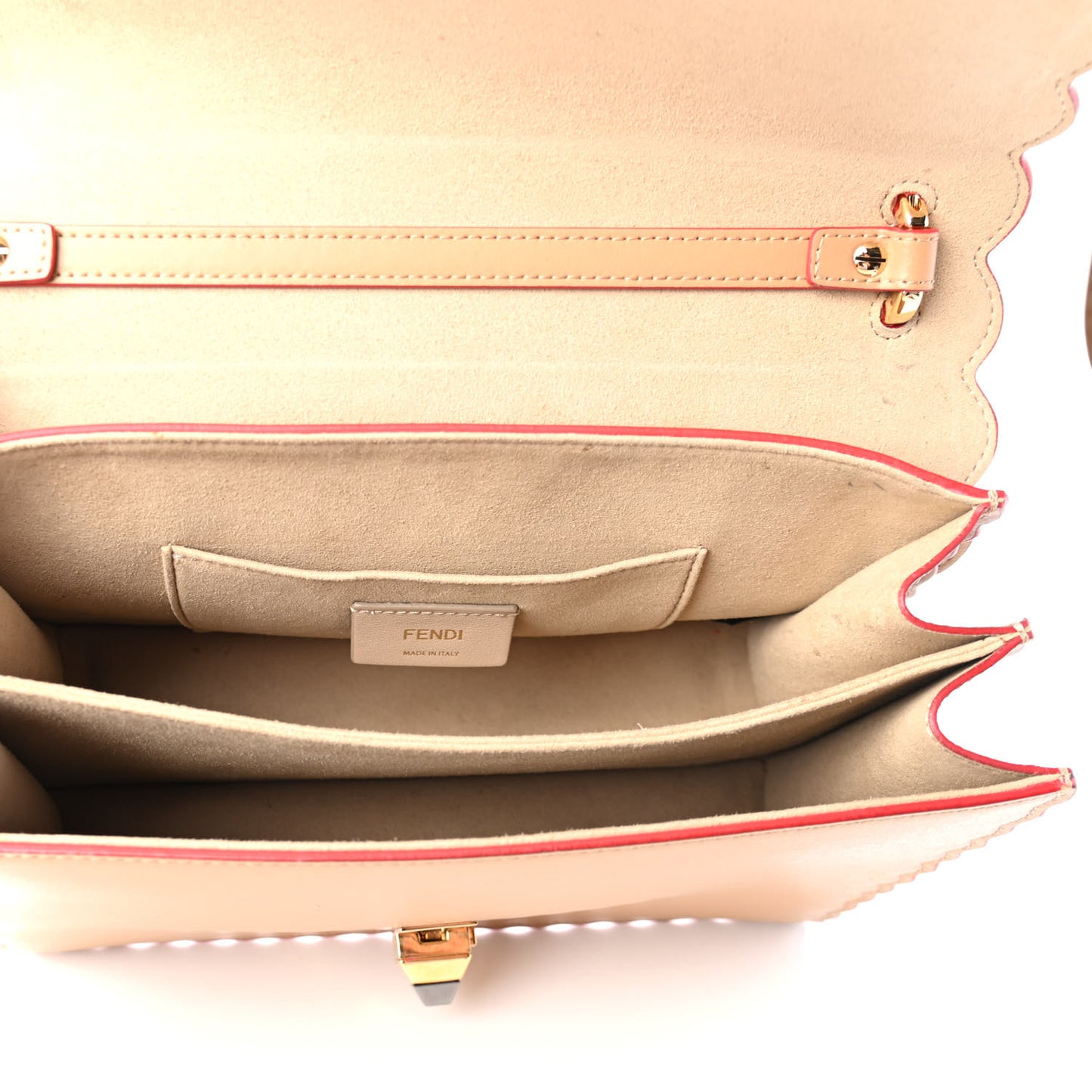 Vitello LIberty Scalloped Studded Kan I Shoulder Bag Miele Scuro
