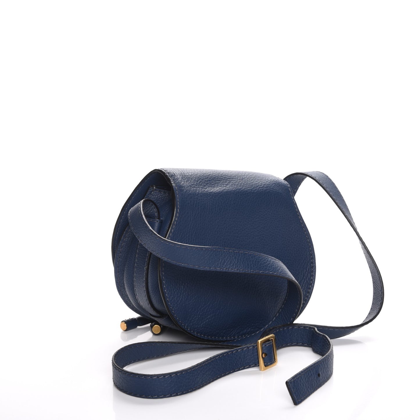 Calfskin Mini Marcie Round Crossbody Bag Royal Navy