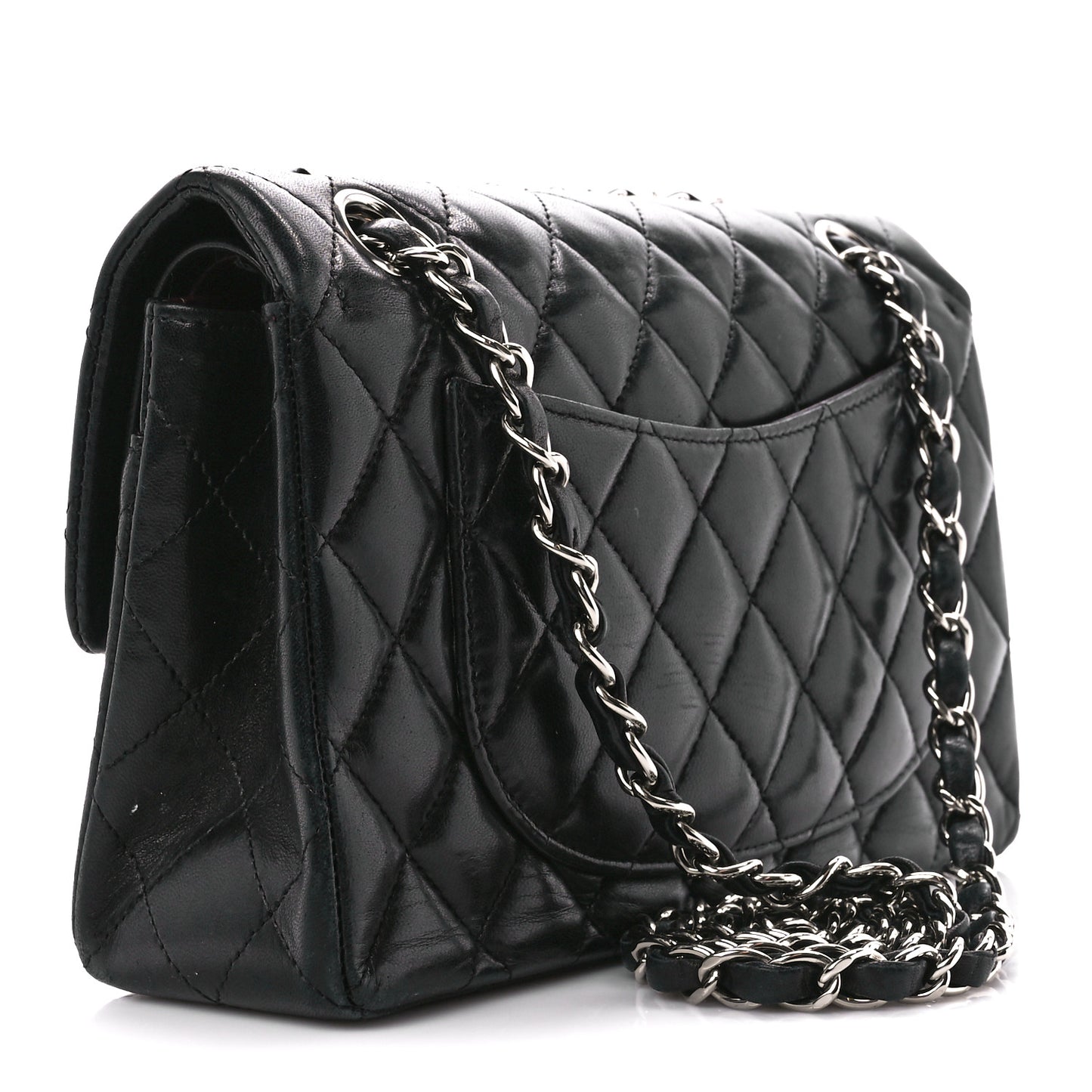 Lambskin Quilted Small Double Flap Black
