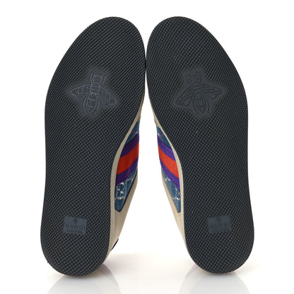 Gucci Calfskin Lame GG Monogram Web Womens Screener Sneakers 39.5 Blue Silver Dusty Milk Shine Purple 7 of 12
