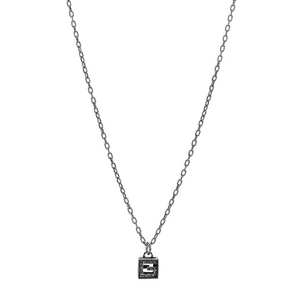Gucci Sterling Silver Textured Interlocking G Square Pendant Necklace 1 of 4