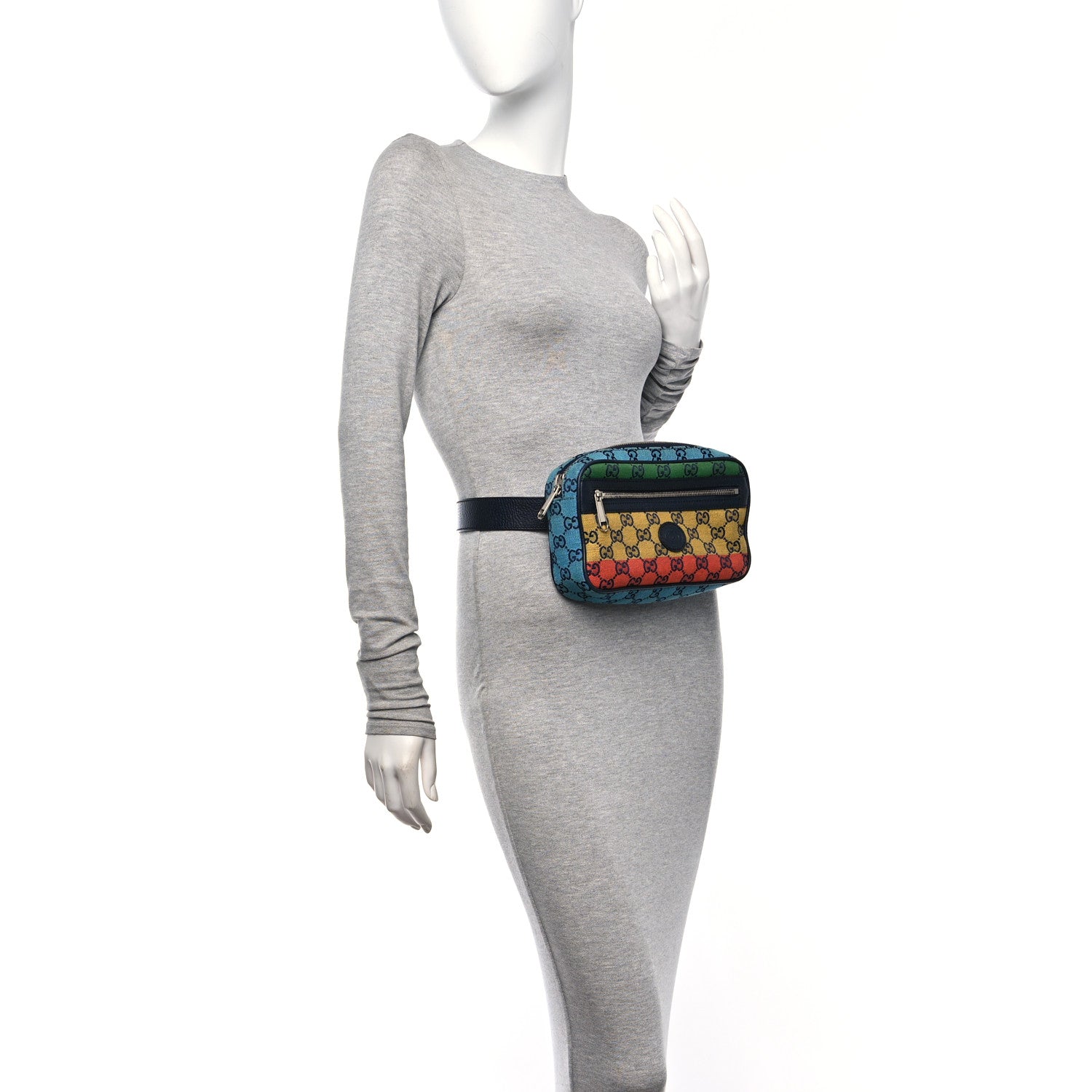 Gucci Monogram Multicolor Retro Interlocking G Belt Bag 90 36 Blue Rainbow Light Blue 2 of 10