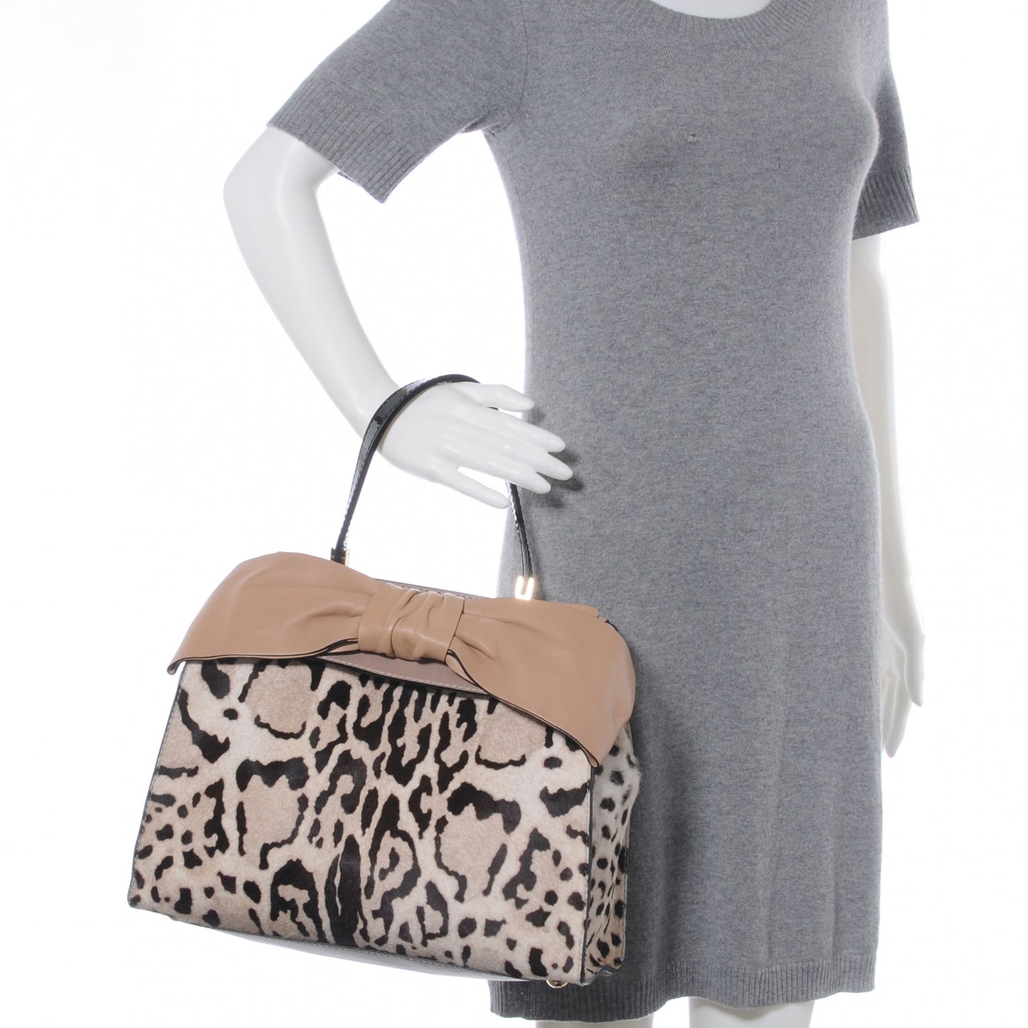 Calf Hair Leopard Print Aphrodite Bow Satchel
