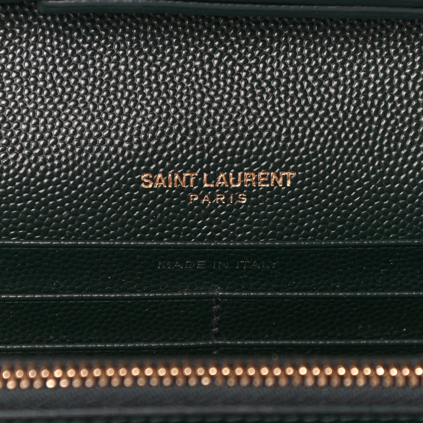Grain De Poudre Matelasse Chevron Monogram Chain Wallet Dark Green