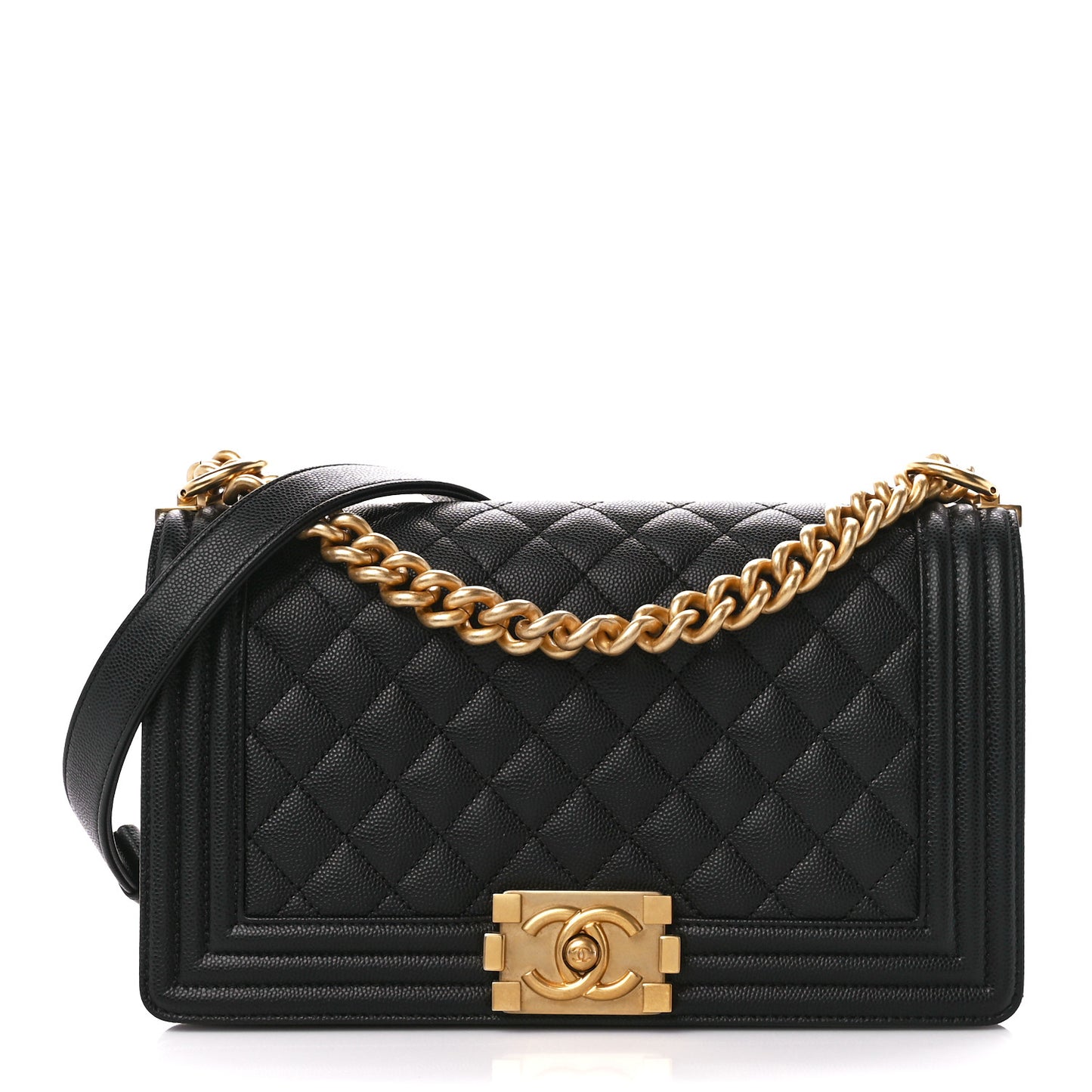 Caviar Quilted Medium Boy Flap Black