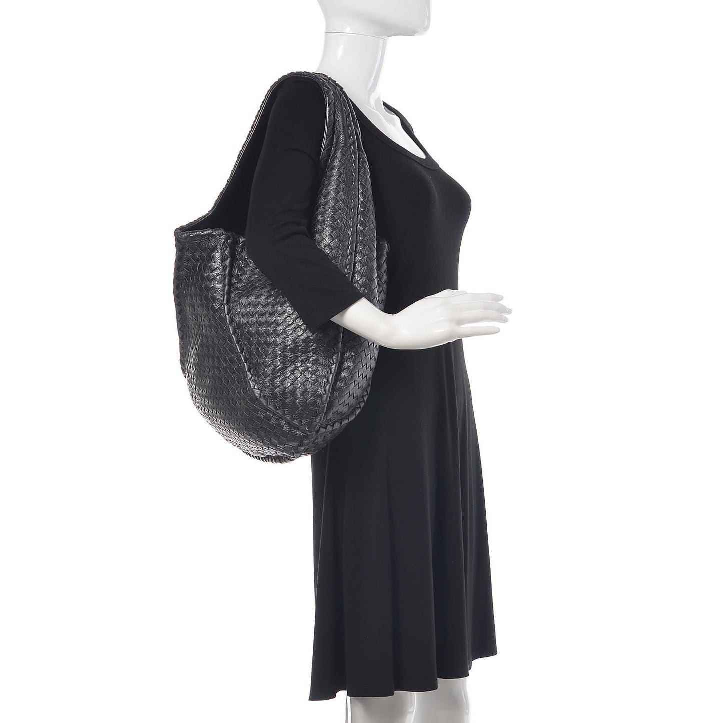 Cervo Intrecciato Large Simple Hobo Gunmetal
