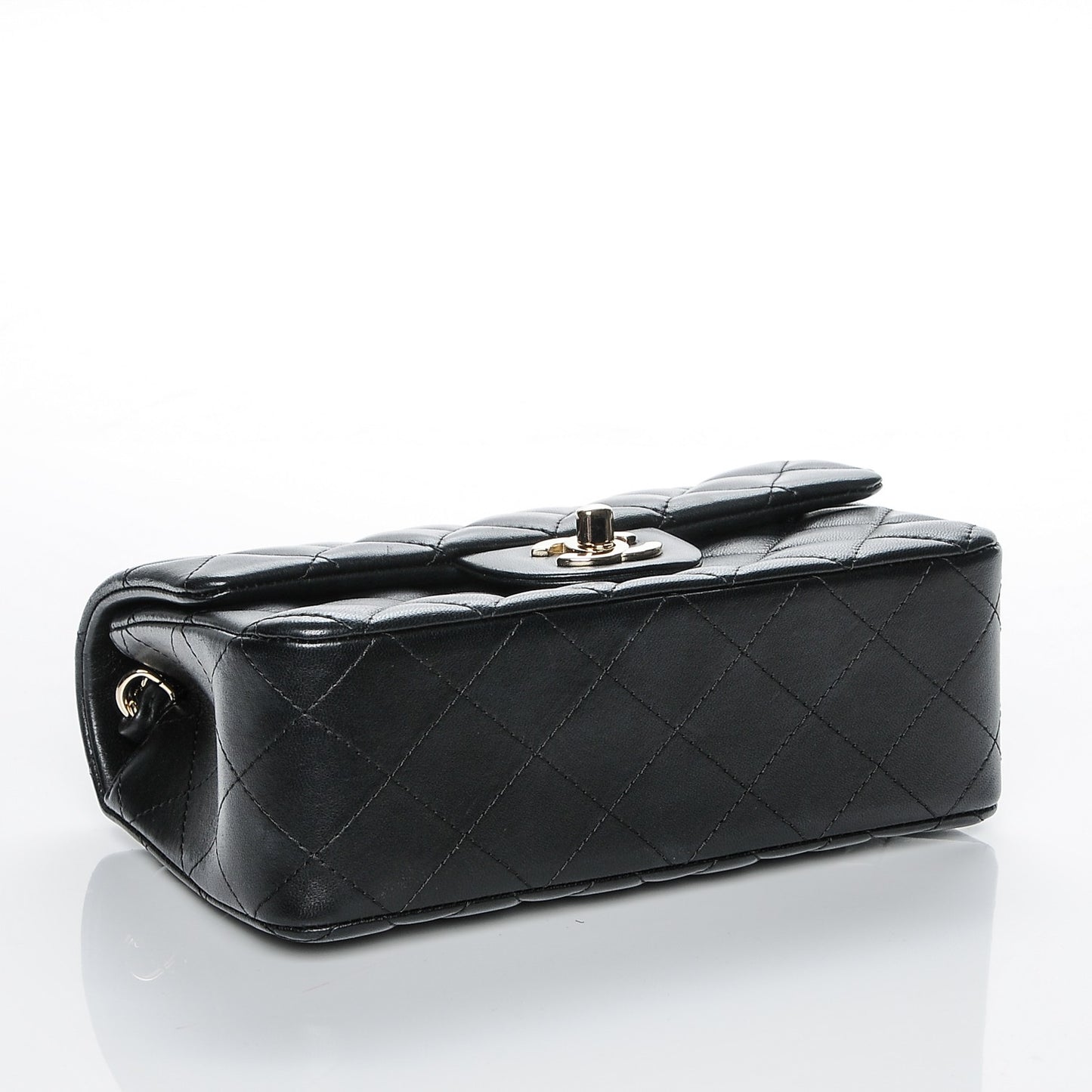 Lambskin Quilted Mini Rectangular Flap Black