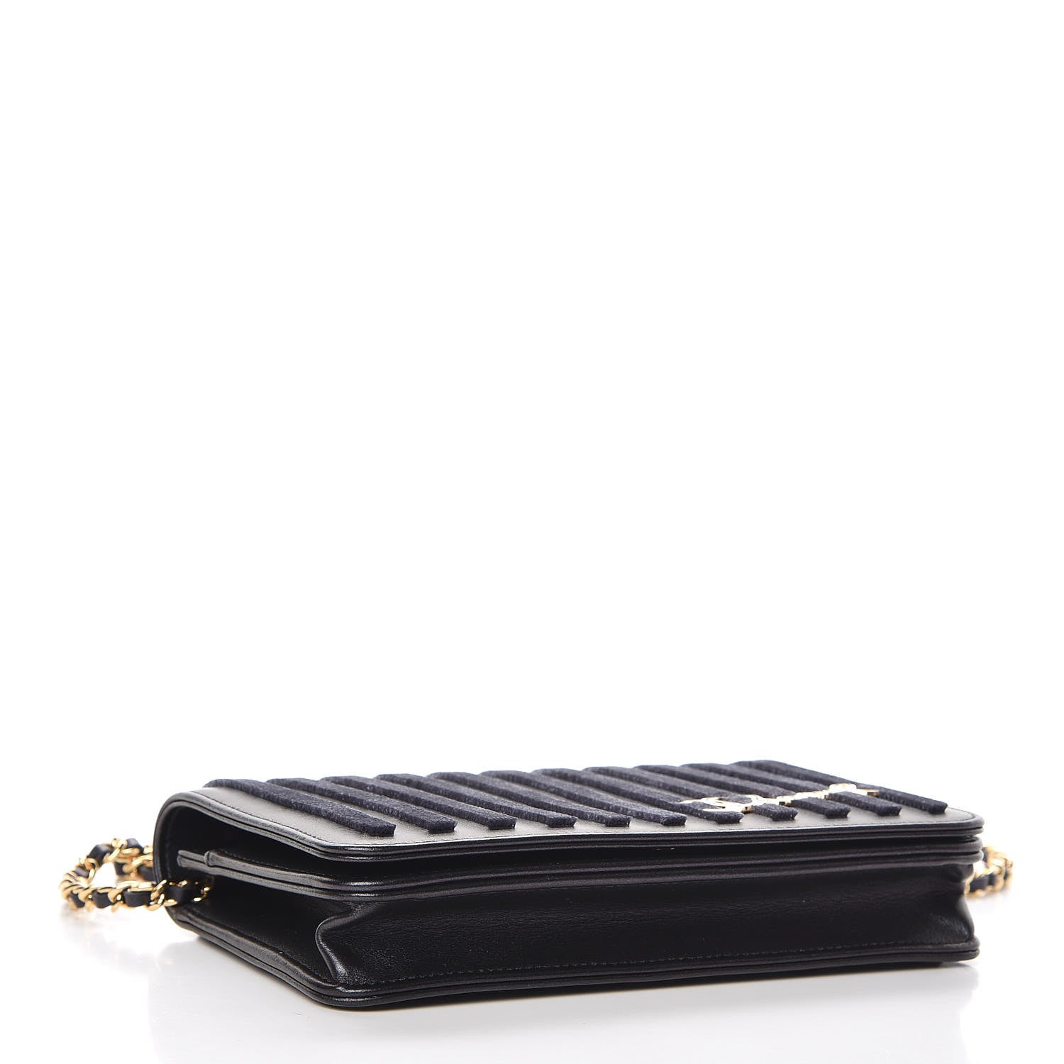 Chanel Iridescent Calfskin Velvet Stripe Wallet On Chain WOC Purple 4 of 12