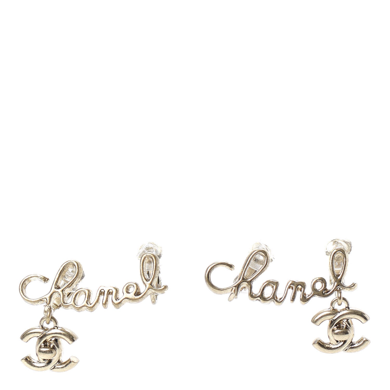 Chanel Metal Logo CC Turnlock Clip On Earrings Gold 1 of 4