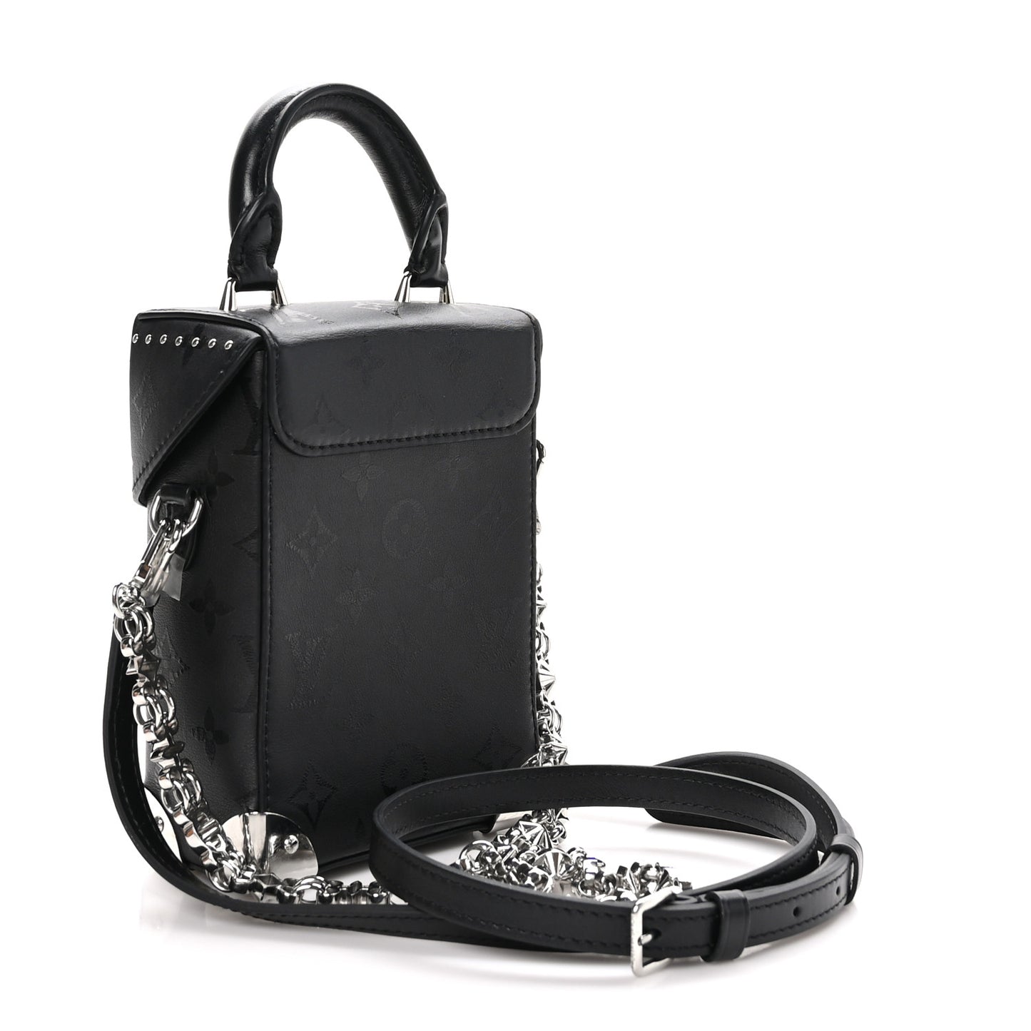 Calfskin Monogram Print Camera Box Black