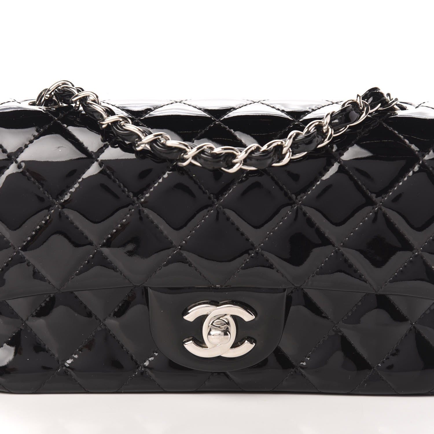 Chanel Patent Calfskin Quilted Mini Rectangular Flap Black 13 of 13