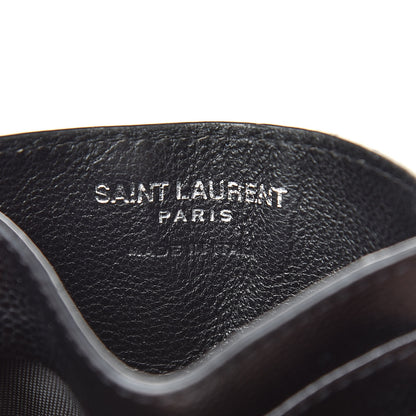 Saint Laurent Grain De Poudre Matelasse Chevron Monogram Credit Card Case Black 6 of 7