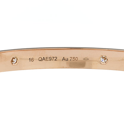 Cartier 18K Pink Gold 4 Diamond LOVE Bracelet 16 3 of 8