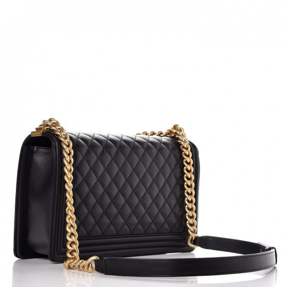 Calfskin Quilted New Medium Boy Flap Black