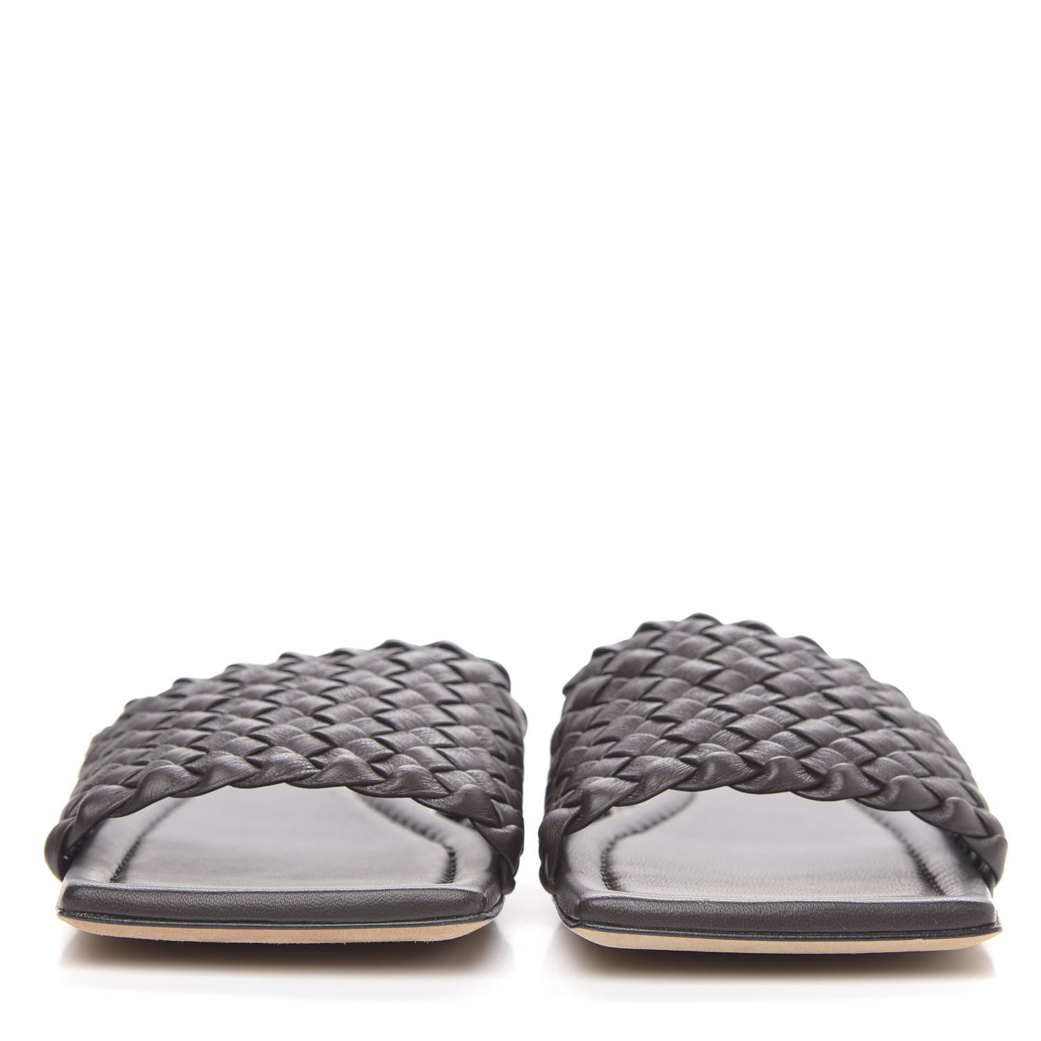 Bottega Veneta Nappa Intrecciato Squared Toe Flat Sandals 37 Espresso 2 of 9