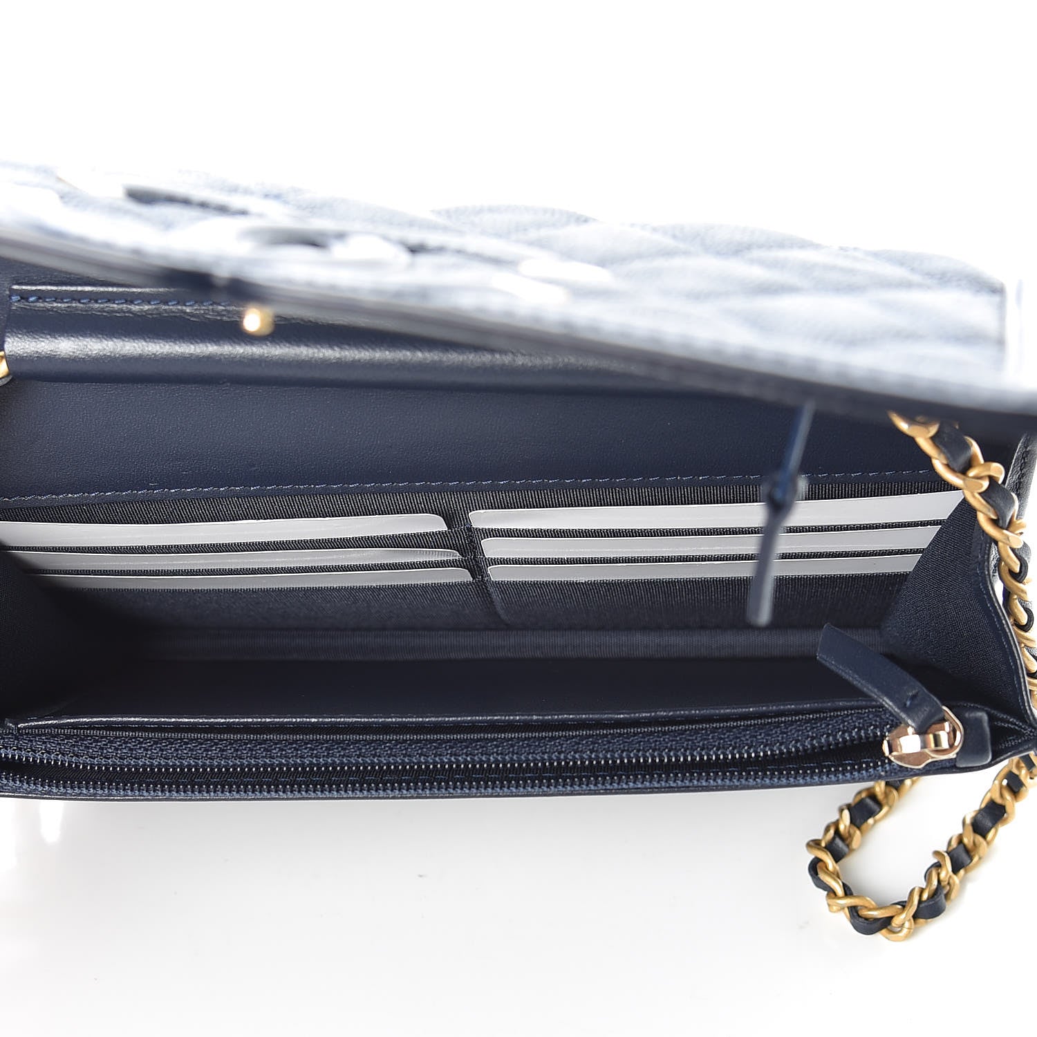 Chanel Caviar Quilted CC Filigree Wallet On Chain WOC Navy 5 of 12