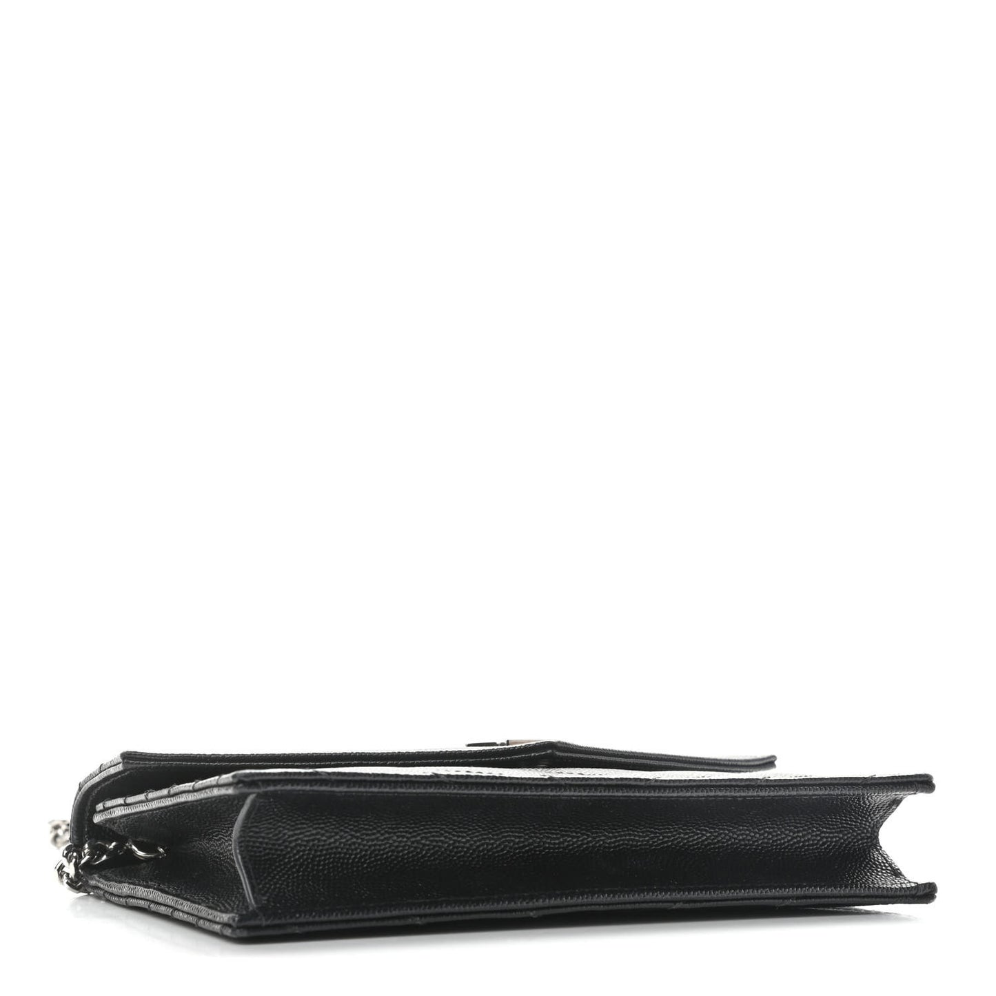 Grain De Poudre Matelasse Chevron Monogram Envelope Chain Wallet Black