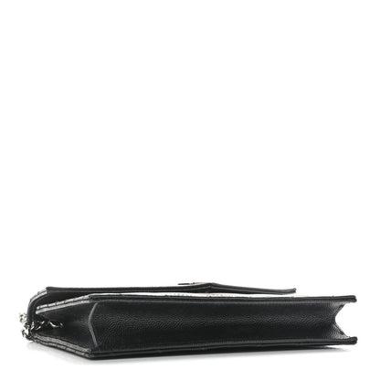 Saint Laurent Grain De Poudre Matelasse Chevron Monogram Envelope Chain Wallet Black 4 of 10