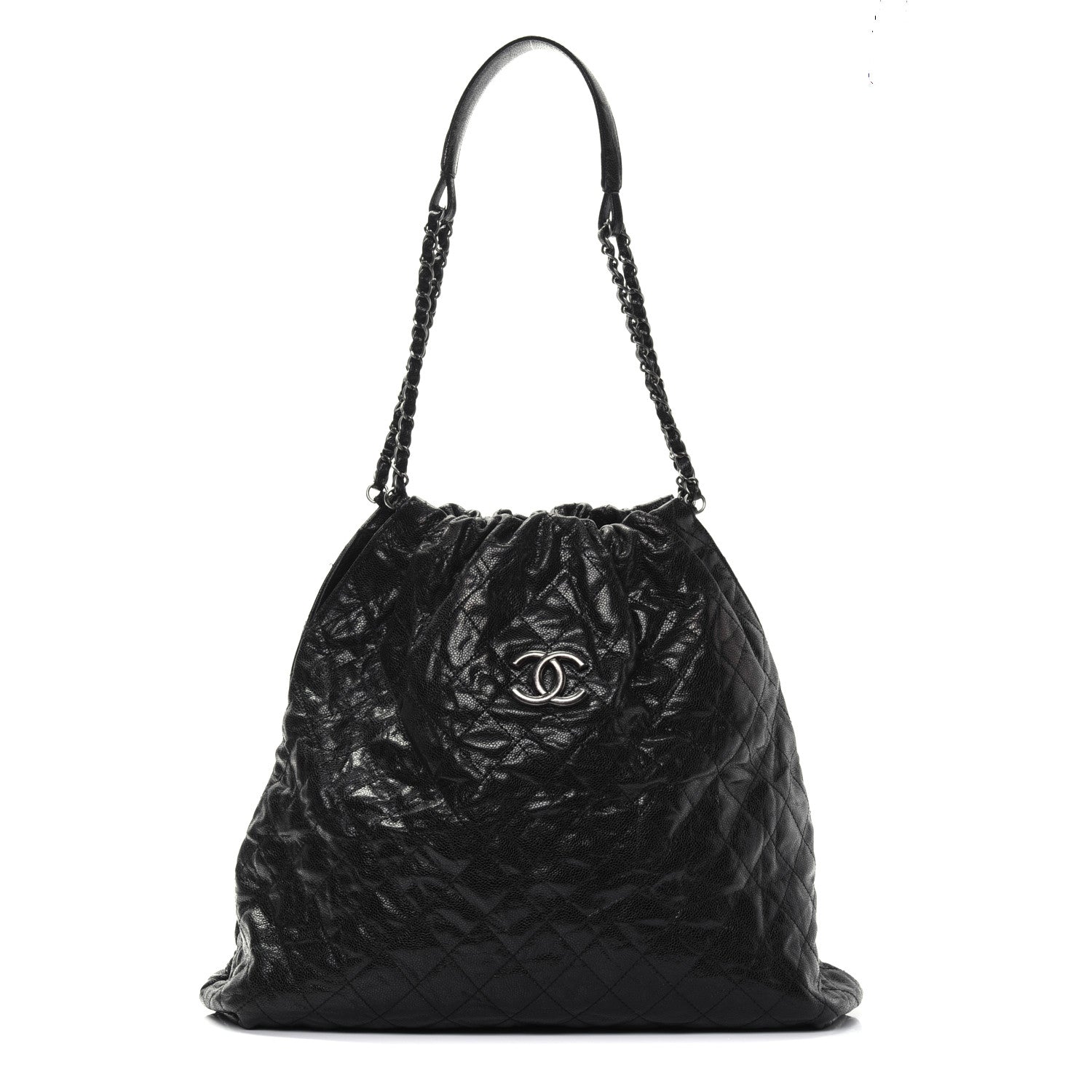 Chanel Distressed Glazed Caviar Quilted Large Elastic Tote Black 1 of 14