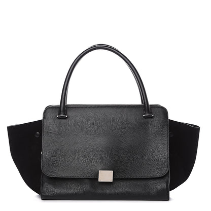 Celine Drummed Calfskin Suede Double Zip Trapeze Black 1 of 10