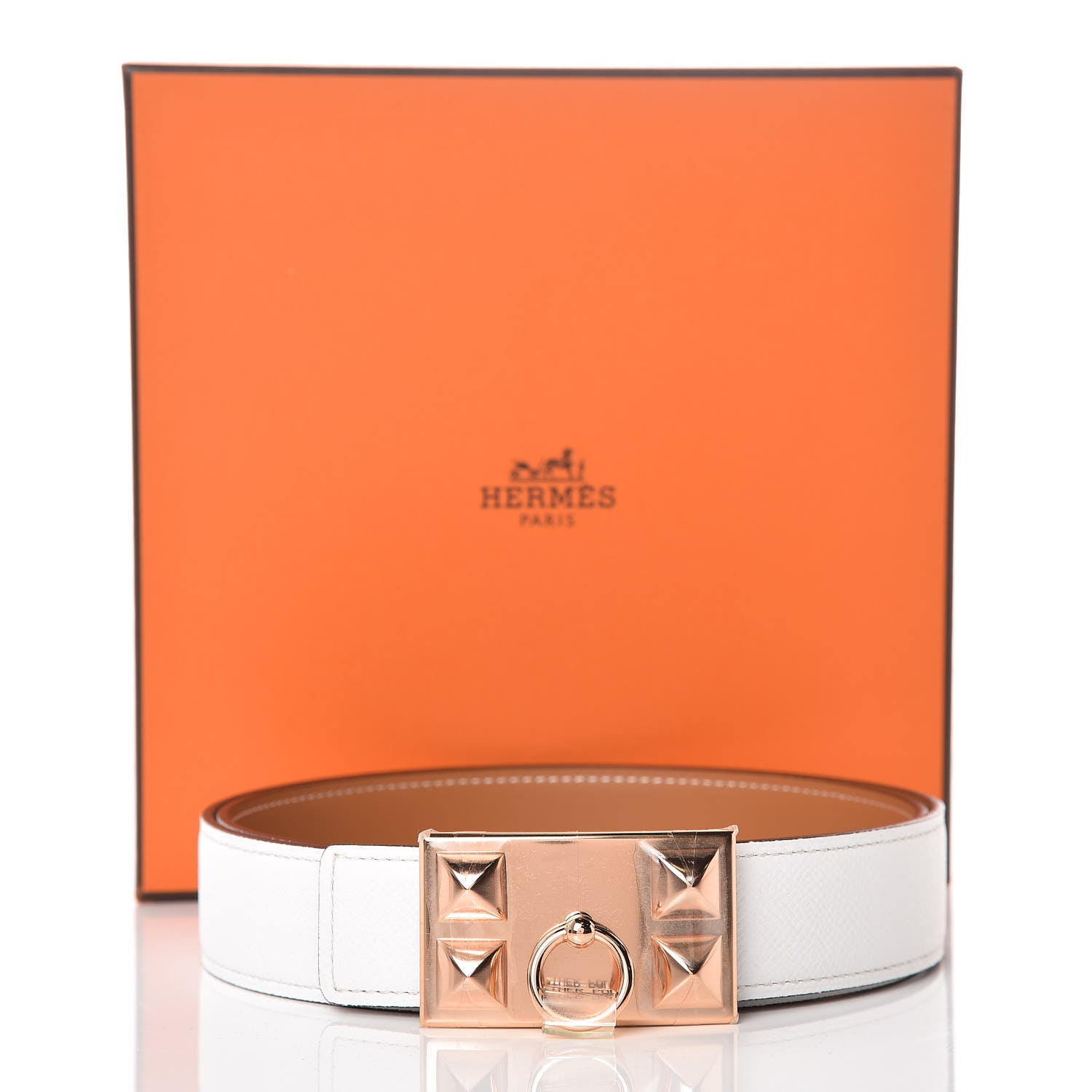 Hermes Epsom Swift 32mm Collier De Chien CDC Belt 95 Blanc Naturelle 8 of 8