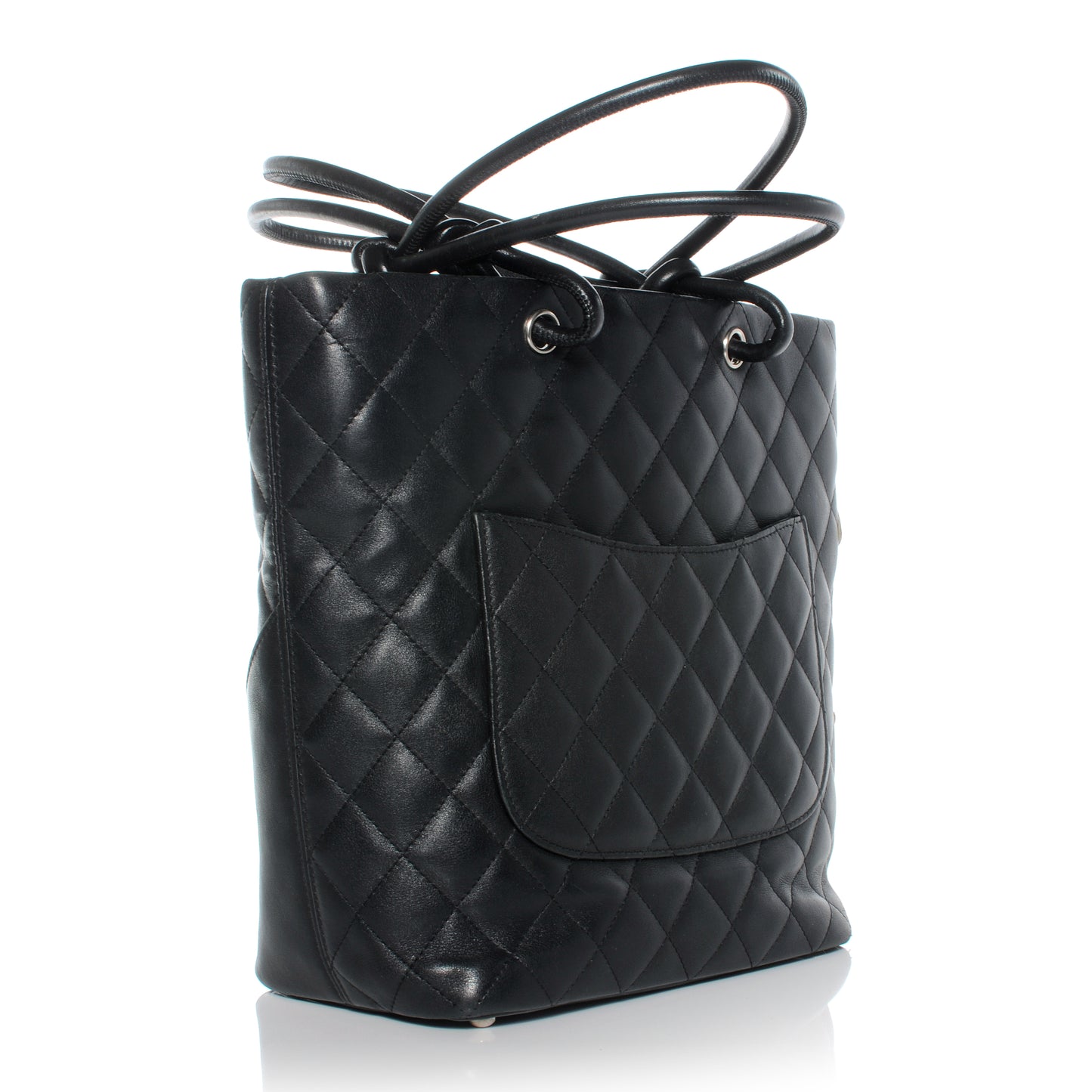 Calfskin Quilted Medium Cambon Tote Black White